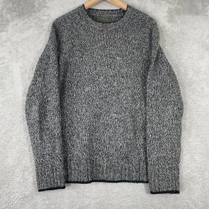Eddie Bauer Sweater Mens Small Gray Lambswool Blend Marled Knit Crew Neck Raglan